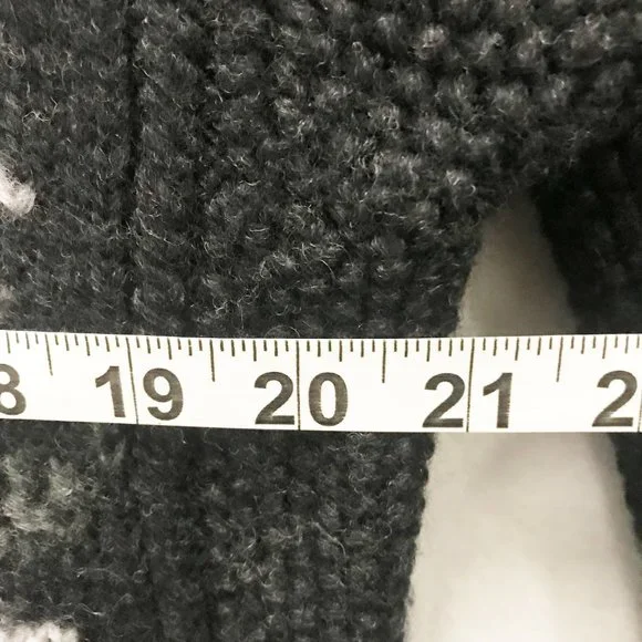 NOMADIC TRADERS Womens M Black Wool Fair Isle Zip Cardigan Sweater By Hand - Picture 9 of 11